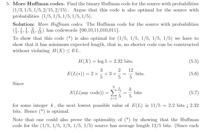 Solved 5. More Huffman Codes. Find The Binary Huffman Code | Chegg.com