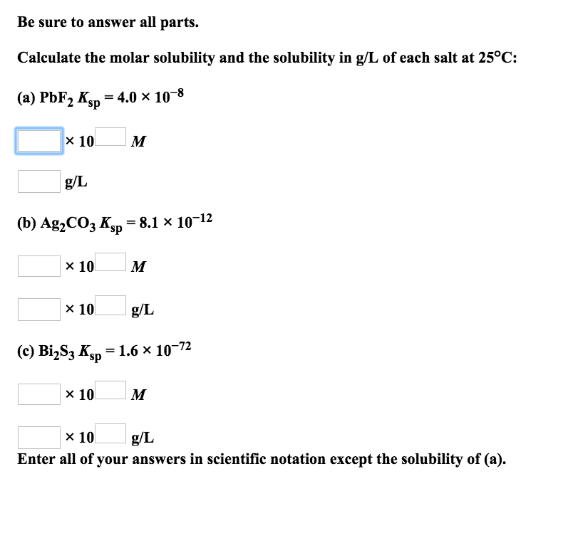 Solved Be Sure To Answer All Parts Calculate The Molar S Chegg Com