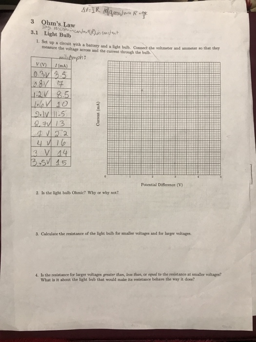 Solved Please answer questions 1-4 of the light bulb. This | Chegg.com