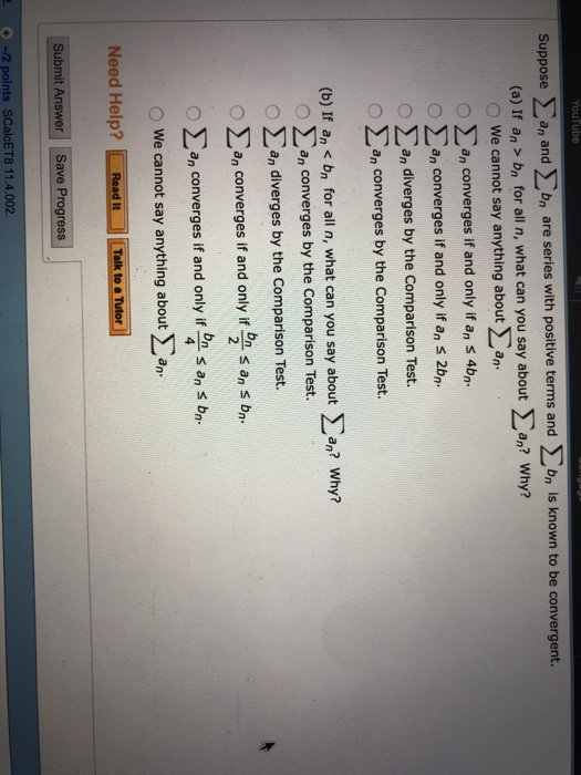 Solved Suppose E An And Bn Are Series With Positive Terms | Chegg.com