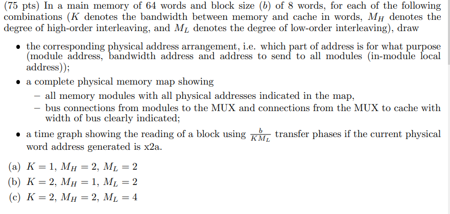 Solved ( 75pts) In a main memory of 64 words and block size | Chegg.com