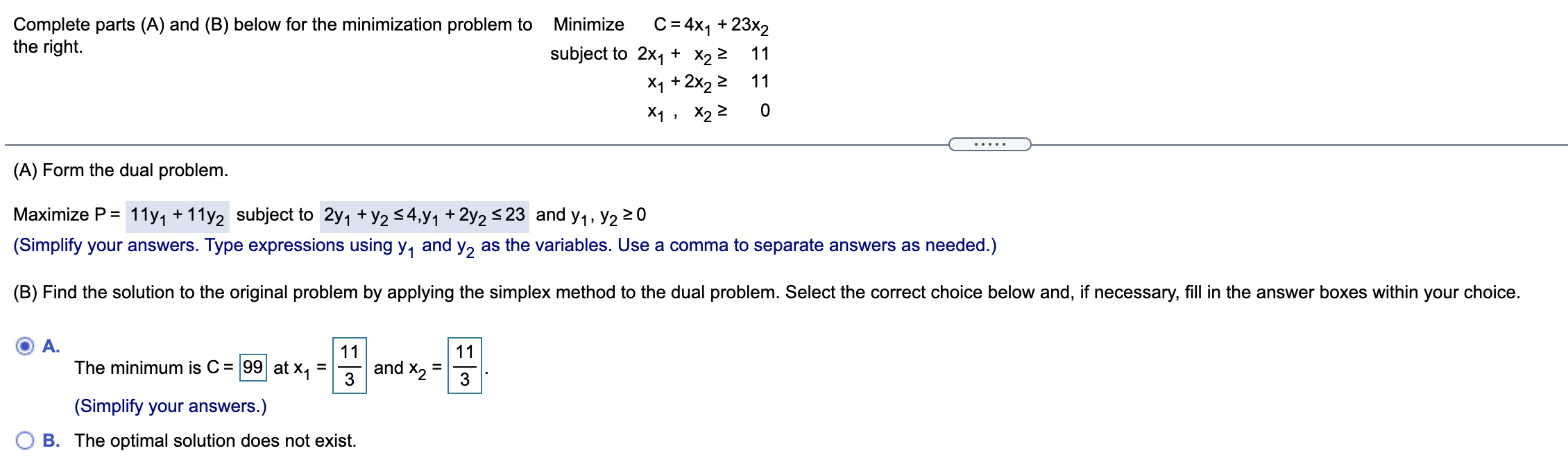 Solved + Complete parts (A) and (B) below for the | Chegg.com