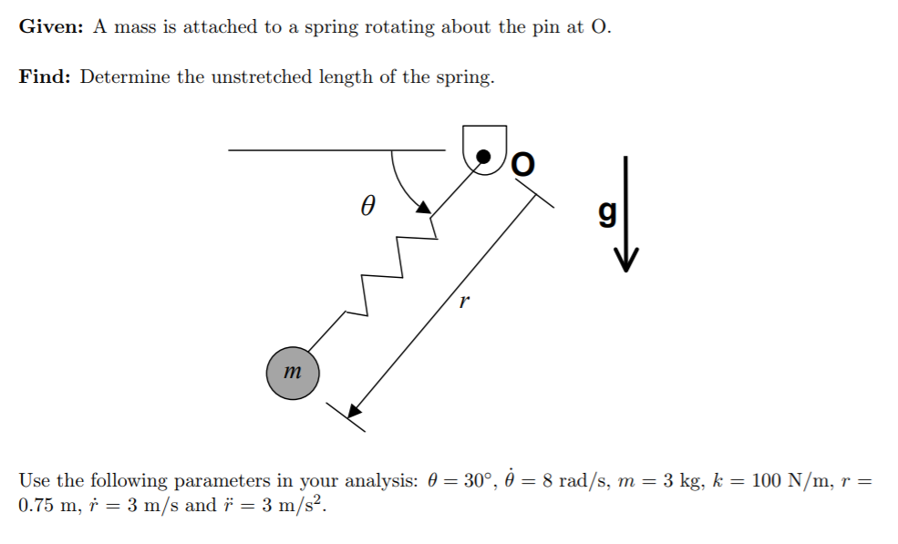 Solved Given: A mass is attached to a spring rotating about | Chegg.com