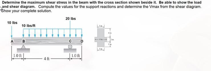 Solved Determine the maximum shear stress in the beam with | Chegg.com