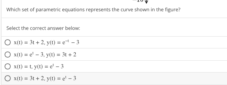 Solved Question Which set of parametric equations represents | Chegg.com