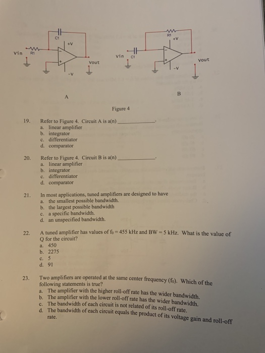 Solved R1 C1 4V 4v Vin R1 Vout Vout -v Figure 4 19. Refer to | Chegg.com