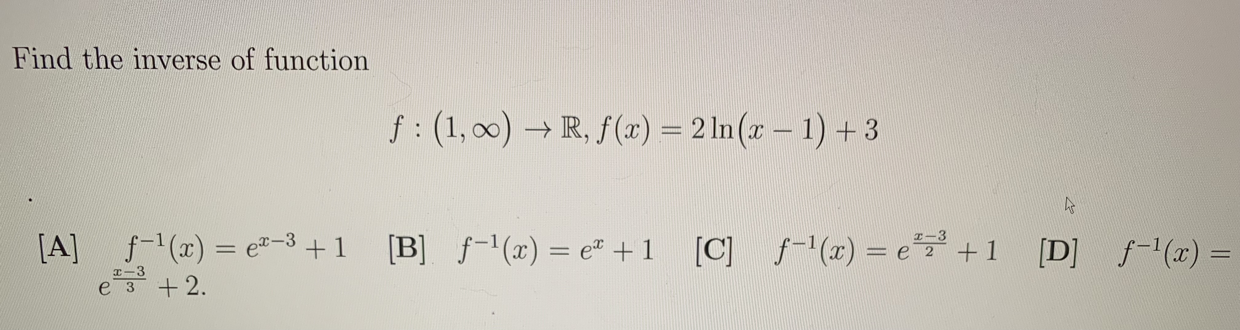 Solved Find The Inverse Of Function | Chegg.com