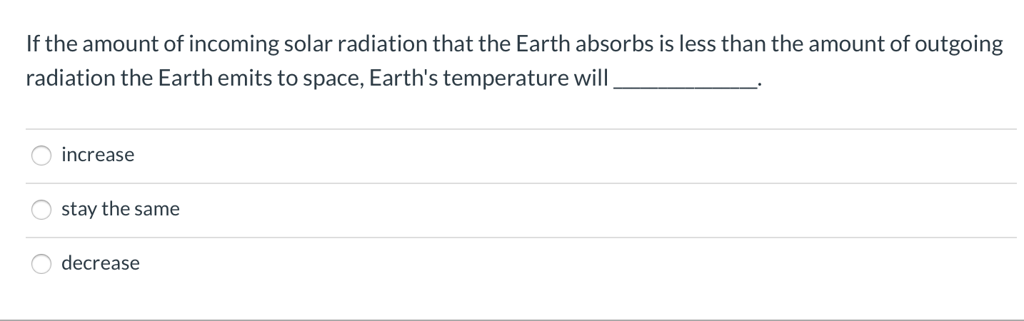 Solved If the amount of incoming solar radiation that the | Chegg.com