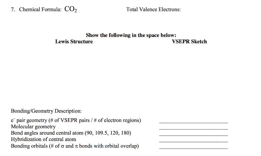 7 Chemical Formula Co2 Total Valence Electrons Chegg Com