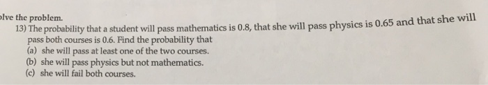 Solved lve the problem. 13) The probability that a student | Chegg.com