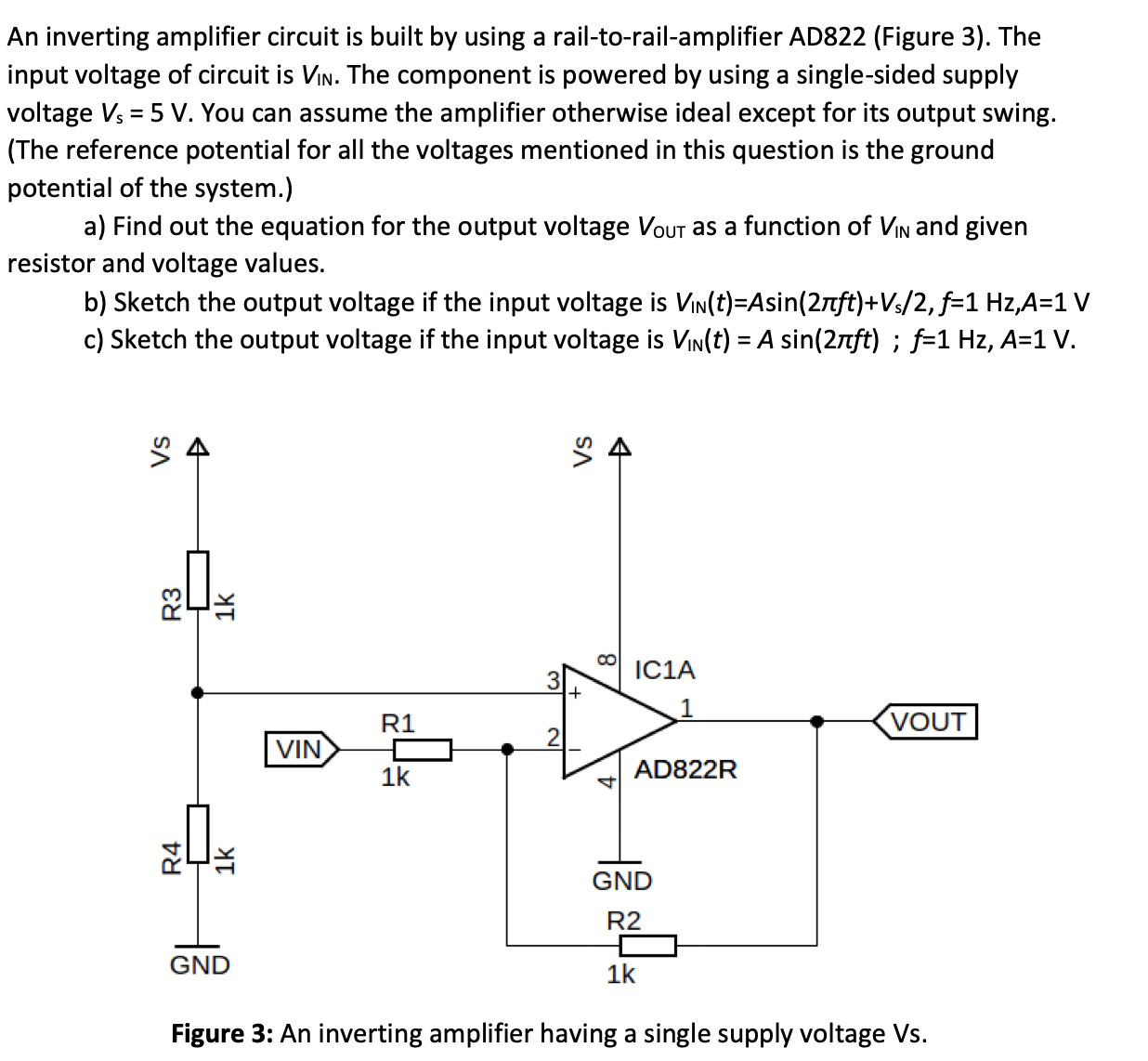 Solved An inverting amplifier circuit is built by using a