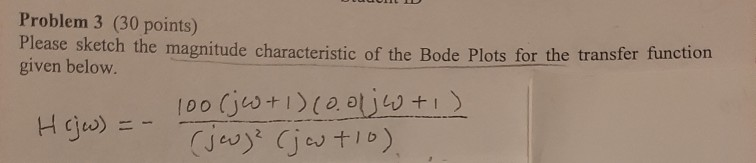 Solved Problem 3 30 Points Please Sketch The Magnitude Chegg Com