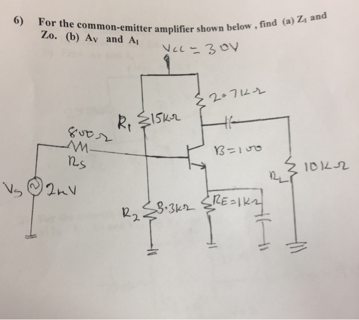 Solved For the common - emitter amplifier shown below , (a) | Chegg.com