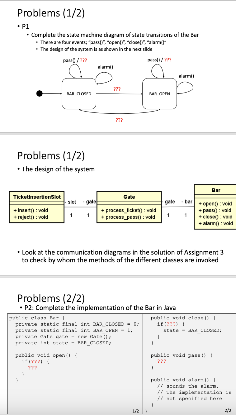 SOLVE PROBLEM NUMBER 2 ﻿Complete The Implementation | Chegg.com