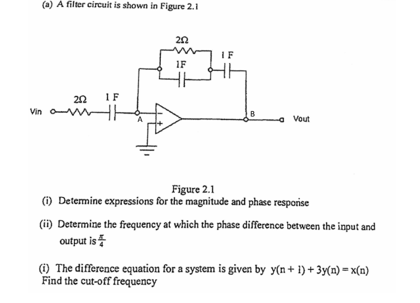 Solved (a) A Filter Circuit Is Shown In Figure 2.1 Figure | Chegg.com