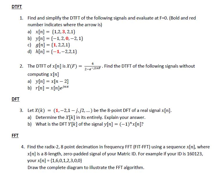 Solved Dtft 1 Find And Simplify The Dtft Of The Followin Chegg Com