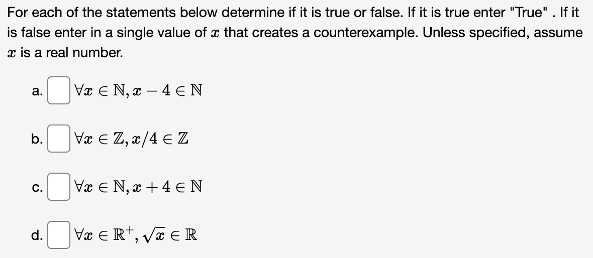 Solved For each of the statements below determine if it is | Chegg.com