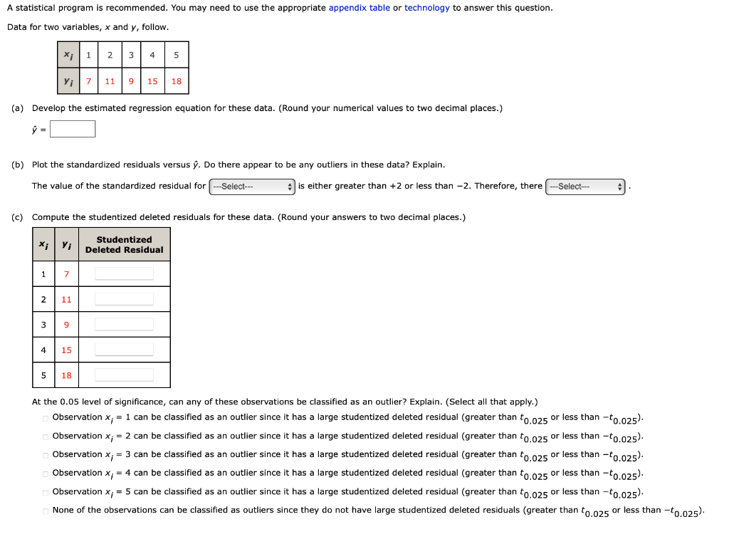 Solved A Statistical Program Is Recommended. You May Need To | Chegg.com