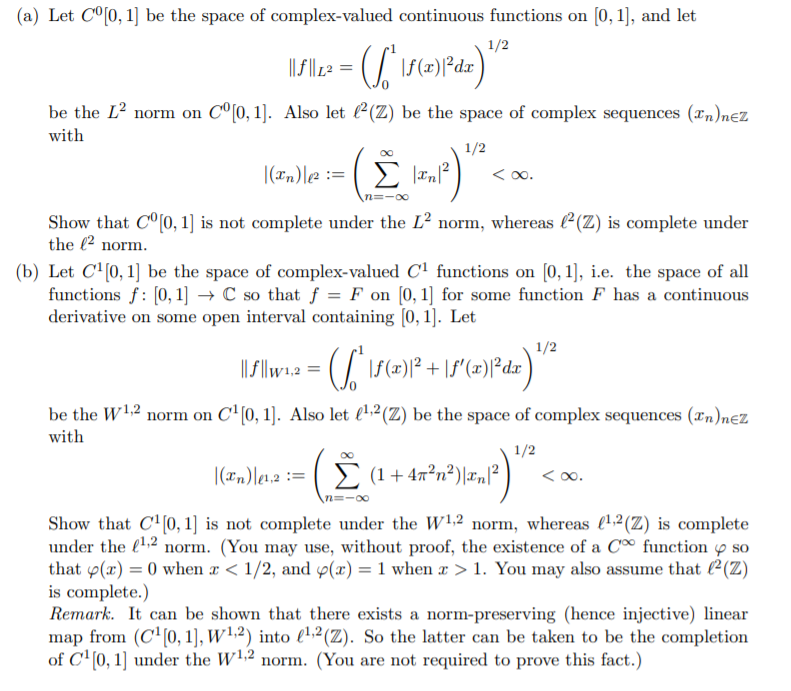 Solved A Let Cº 0 1 Be The Space Of Complex Valued Co Chegg Com