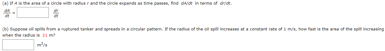 Solved (a) If A is the area of a circle with radius r and | Chegg.com