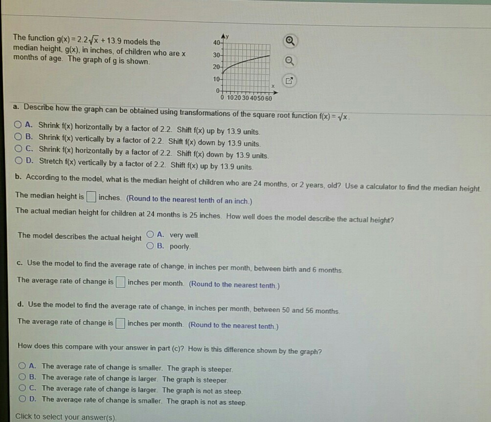 Solved The function g(x)-2.2x + 13.9 models the median | Chegg.com