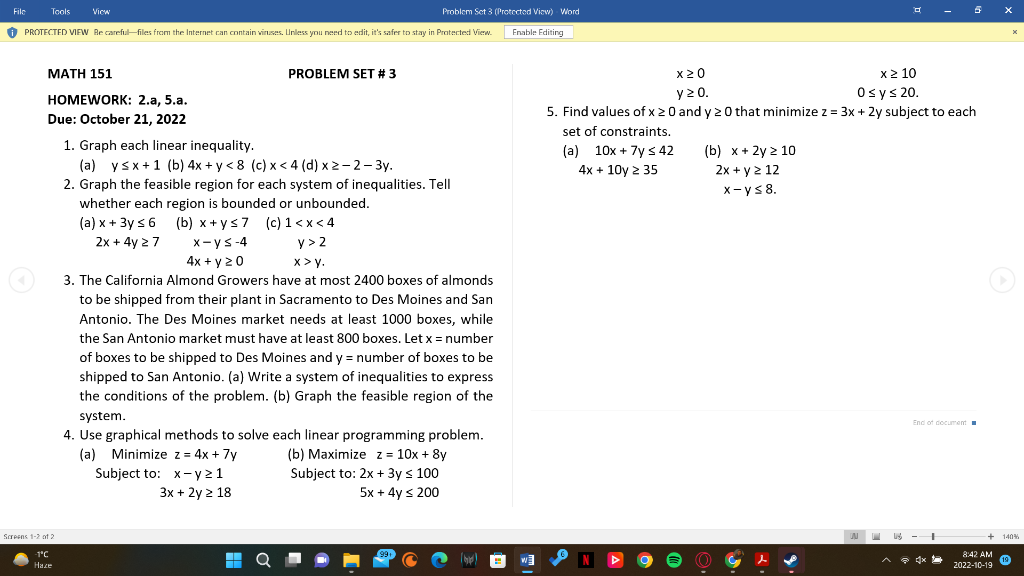 Solved 4. Use graphical methods to solve each linear | Chegg.com