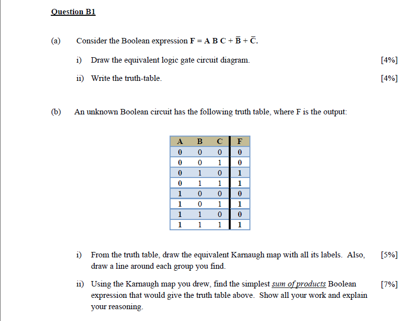 Solved (a) Consider the Boolean expression F=ABC+B+C. i) | Chegg.com