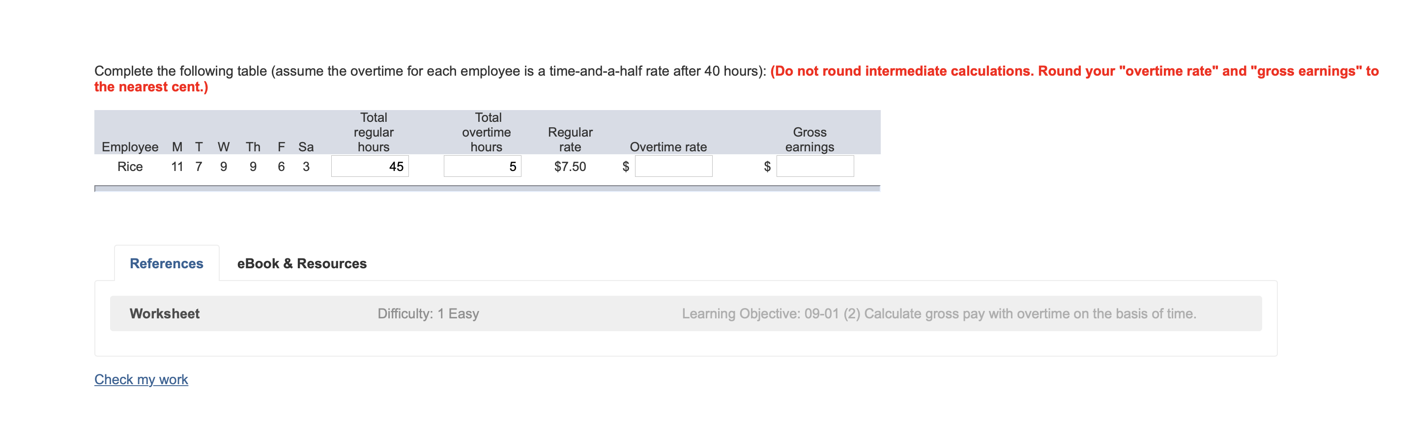 Solved Complete The Following Table assume The Overtime For Chegg