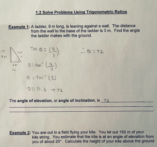 problem solving with trigonometric ratios