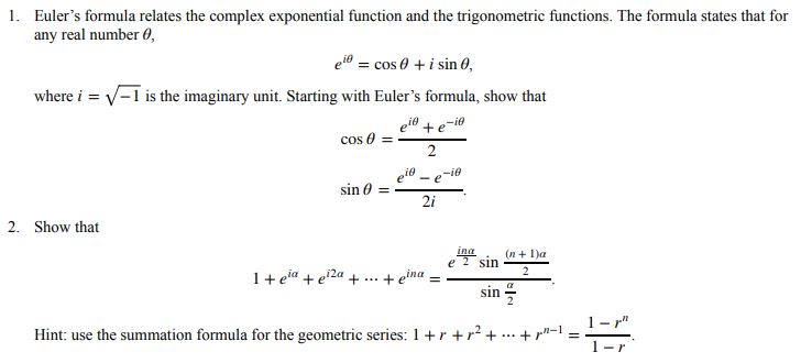 Solved Euler's formula relates the complex exponential | Chegg.com