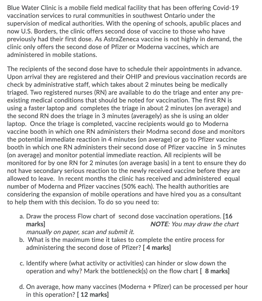 Solved Blue Water Clinic is a mobile field medical facility | Chegg.com