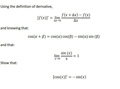 Solved Using the definition of derivative, | Chegg.com