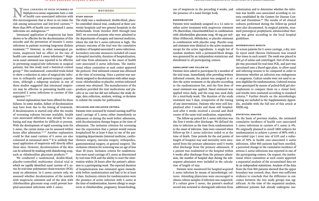 VAL N ASAL CARRIERS OF HIGH NUMBERS OF METHODS Staphylococcus aureus organisms have a risk of health care-associated infectio