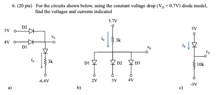 Solved 6. (20 pts) For the circuits shown below, using the | Chegg.com