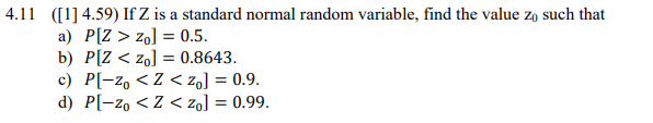 Solved 4 11 1 4 59 If Z Is A Standard Normal Random V Chegg Com