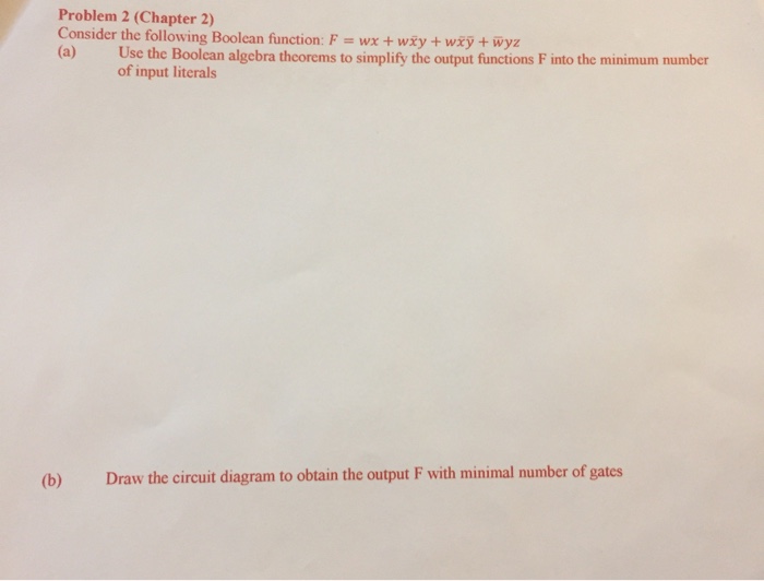 Solved Problem 2 (Chapter 2) Consider the following Boolean | Chegg.com