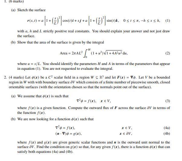 1 6 Marks A Sketch The Surface P 5 A I 3 Chegg Com