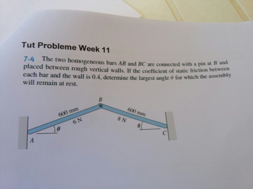 Solved The Two Homogeneous Bars AB And BC Are Connected With | Chegg.com