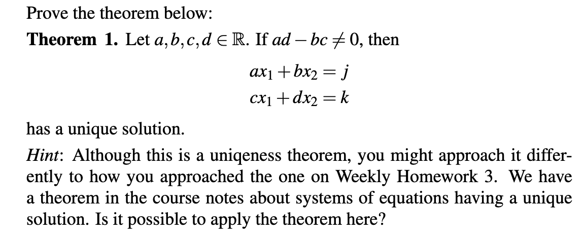 Solved Prove The Theorem Below: Theorem 1. Let A,b,c,d∈R. If | Chegg.com