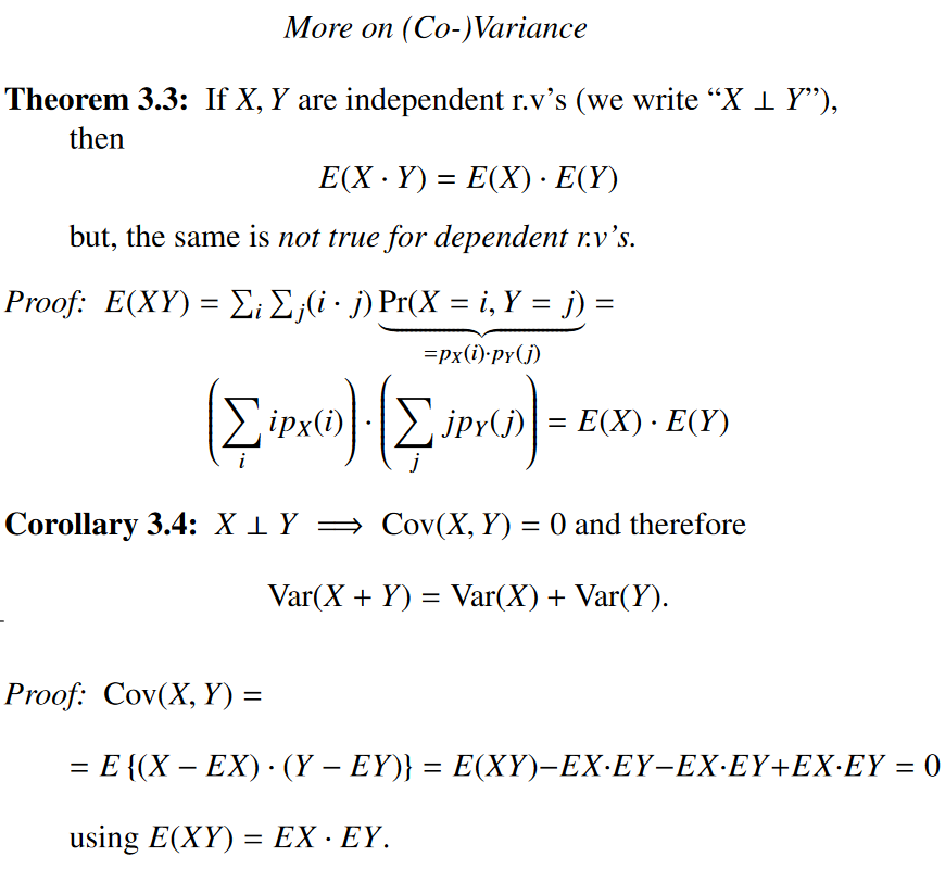 Solved More On Co Variance Theorem 3 3 If X Y Are Ind Chegg Com