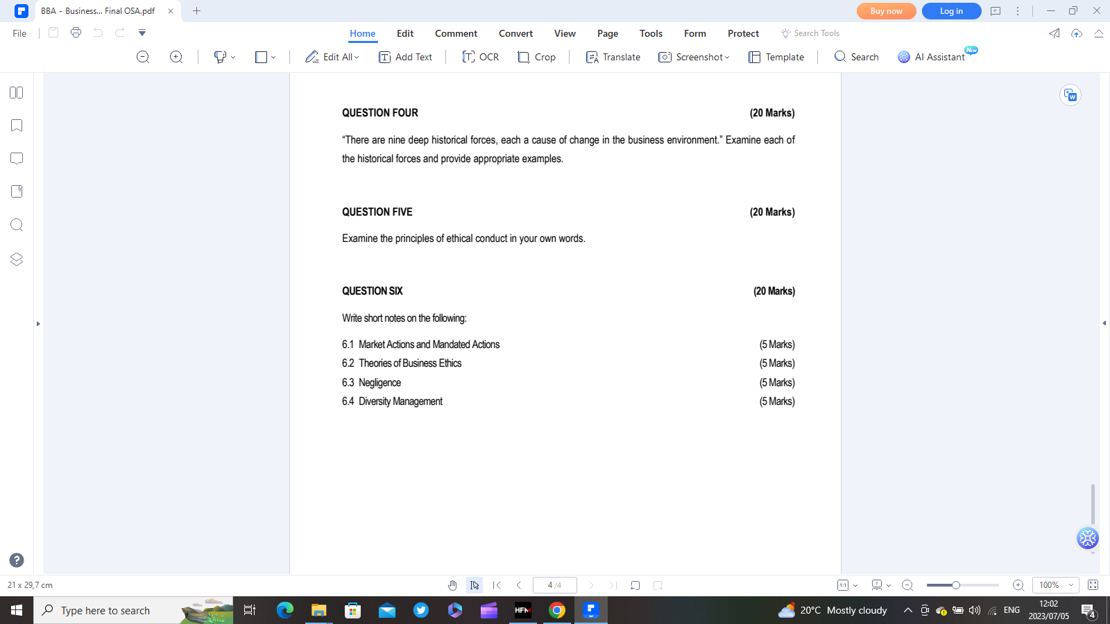 Solved I need answers for Question 4, 5 and 6 together with | Chegg.com