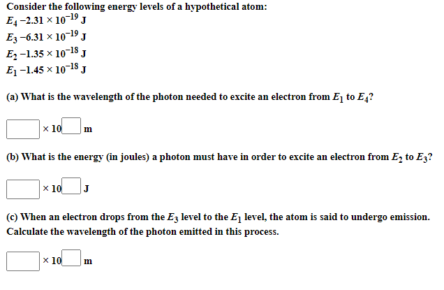 Solved Consider the following energy levels of a | Chegg.com