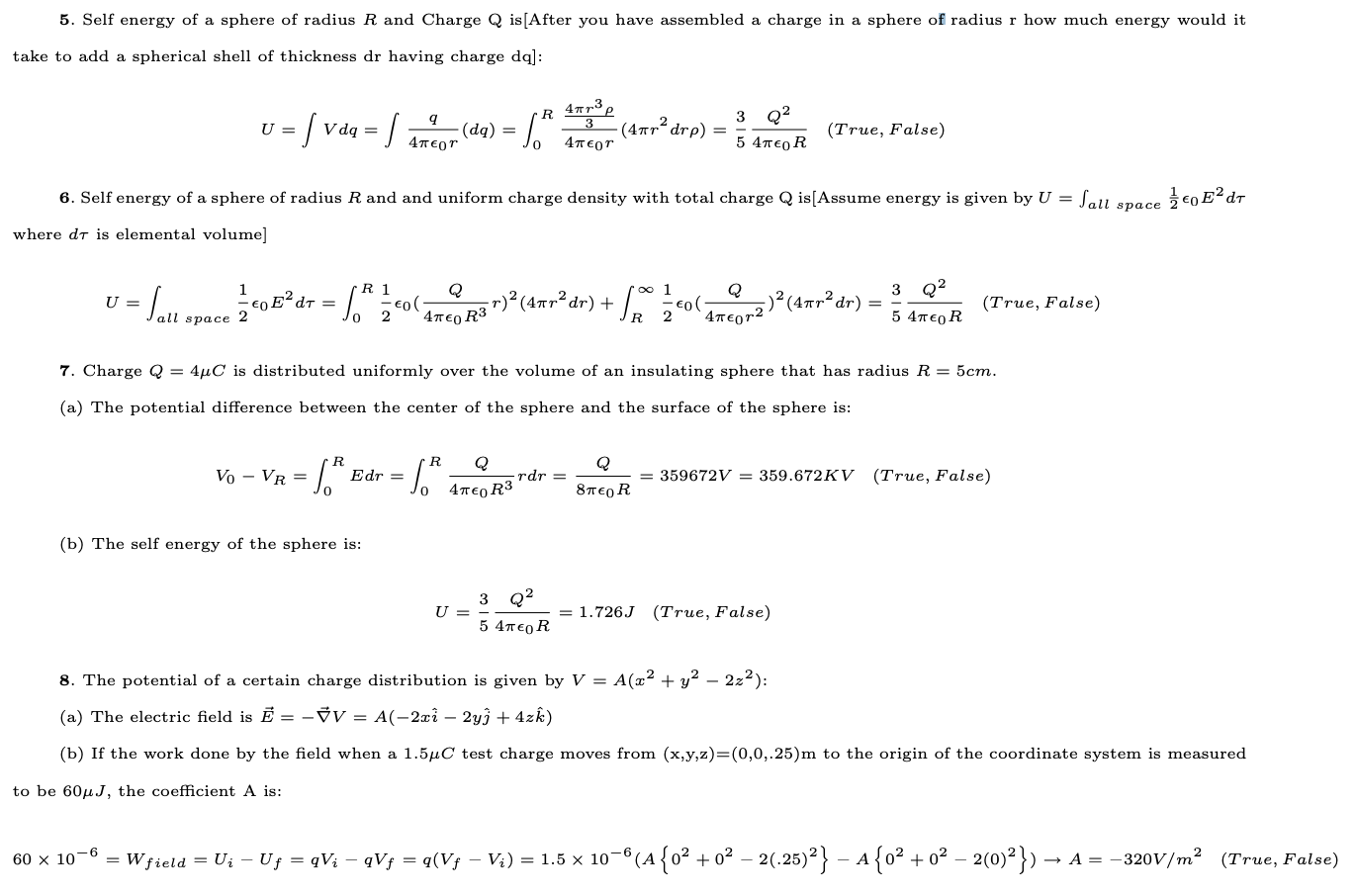 Solved 5. Self energy of a sphere of radius R and Charge Q | Chegg.com