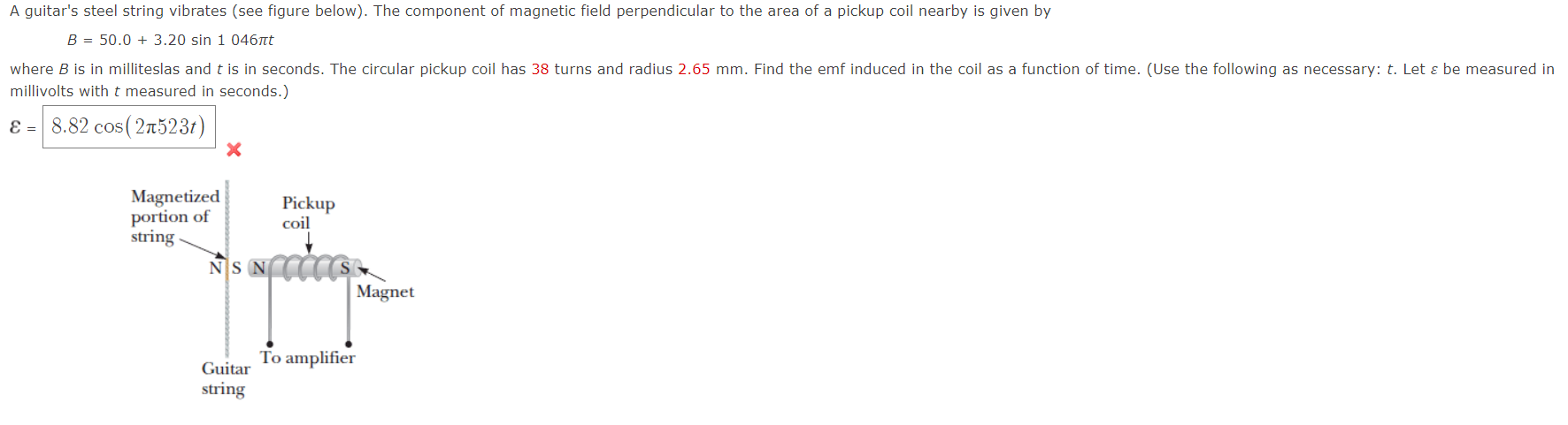 Solved A guitar's steel string vibrates (see figure below). | Chegg.com