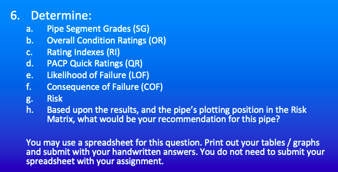 6. You are evaluating the condition assessment of a | Chegg.com
