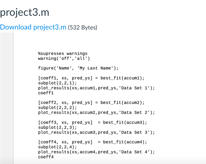 Solved Problem 5. Download project3.m and put it in your | Chegg.com