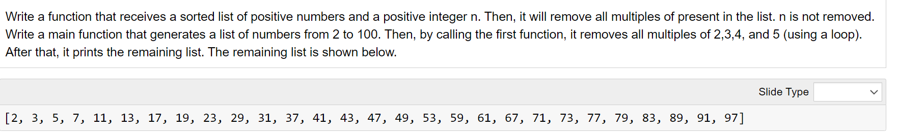 Solved Write a function that receives a sorted list of | Chegg.com