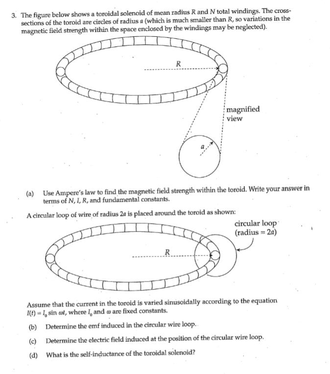 Solved 3 The Figure Below Shows A Toroidal Solenoid Of Mean 1501