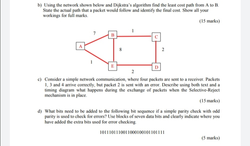 Solved b) Using the network shown below and Dijkstra's | Chegg.com