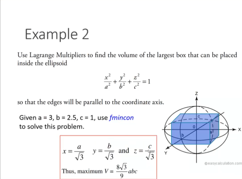 Solved Example 2 Use Lagrange Multipliers to find the volume | Chegg.com